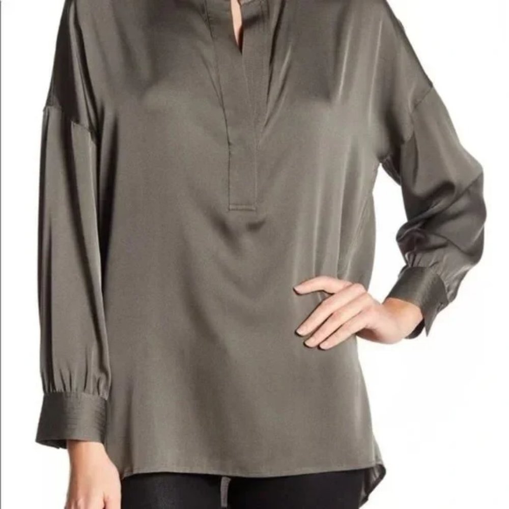 Vince Silk Split Collar Tunic Medium - image 2